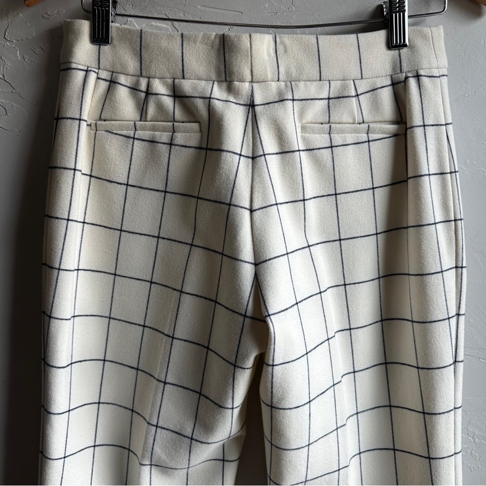 Derek Lamb 10 Crosby Ivory & Blue Plaid High Rise Straight Leg Trousers Sz 4 - Picture 6 of 12